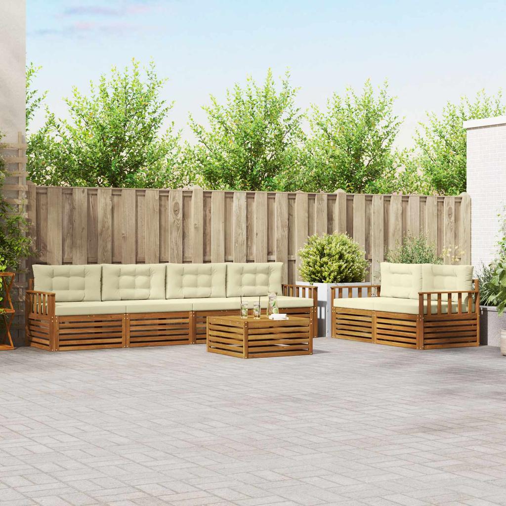 Outdoor Sofa Set with Cushions 7 pcs Natural and Cream