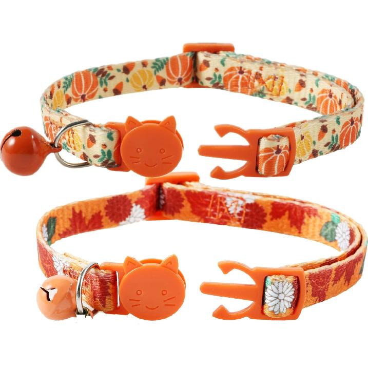 Thanksgiving Cat Collar,Pack of 2 Kitten Collar with Bell