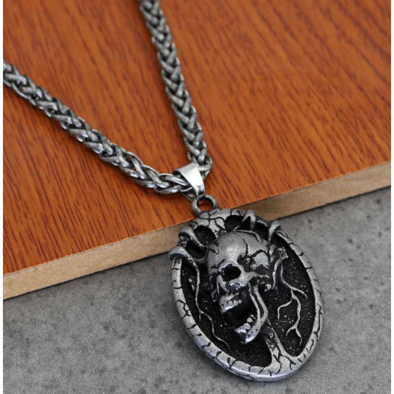New Gothic Punk Men s Skull Pendant Skull Necklace Vintage Jewelry pendant necklace