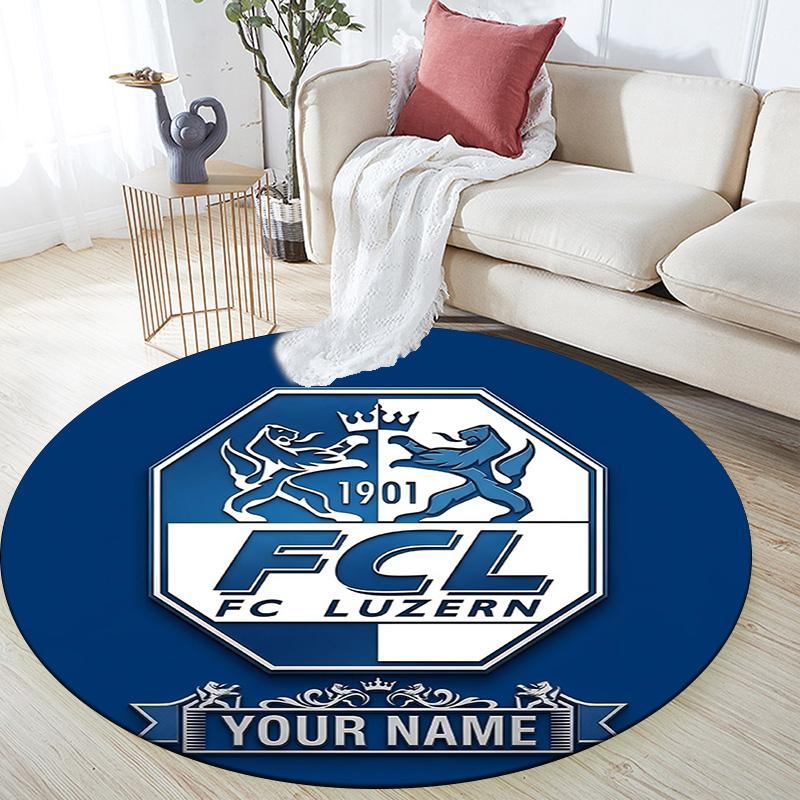 Custom Name FC Luzern Round Area Rug,Carpet Rug for Living Room Bedroom Sofa Playroom Decor,Non-slip Floor Mat