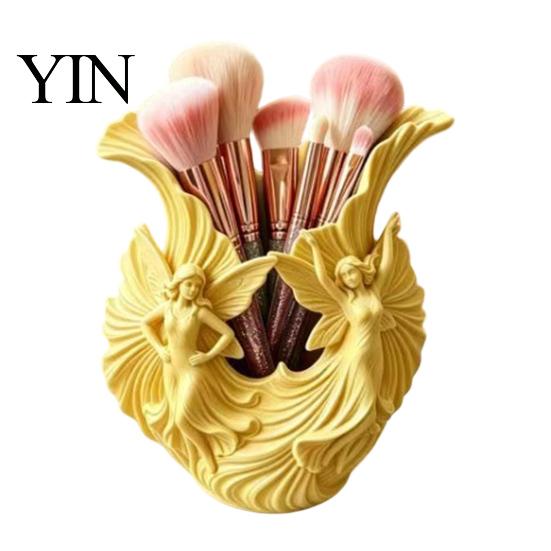 Artistic Desktop Storage Container 3D Printed Pen Holder, Fairies Organizer for Pens, Pencils, Makeup Brushes, Creative Desk Accessory Women
