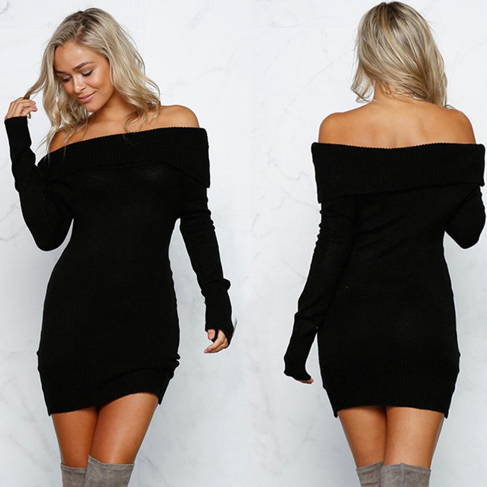 **Europäisches sexy eng anliegendes Strickkleid Herbst/Winter 2026**: Damen-Ein-Schulter-Pullover**