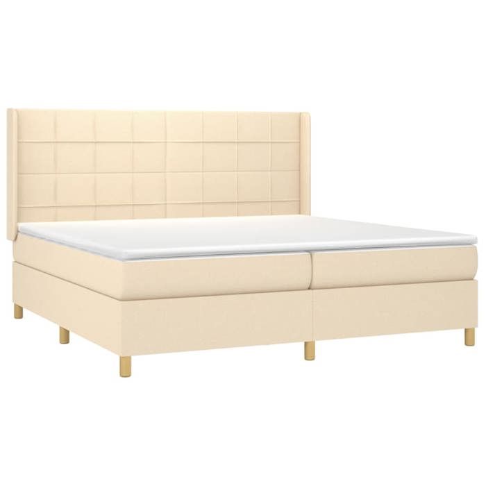Maison Exclusive - Slatted Bed Base Mattress and LED Cream 200x200 Cm Fabric