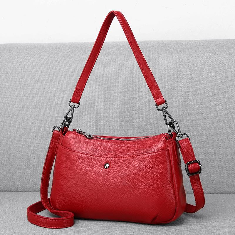 Crossbody-Tasche aus Vollnarbenleder für Damen - Geräumiger Organizer für Mütter mit mehr Taschen, Schicke & Praktische Umhängetasche