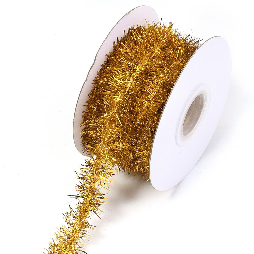 10Yards/Roll 2cm Colorful Stripes Christmas Garland Colorful Christmas Wrapping Tinsel Ribbons Gift Wedding New Year Party Decor