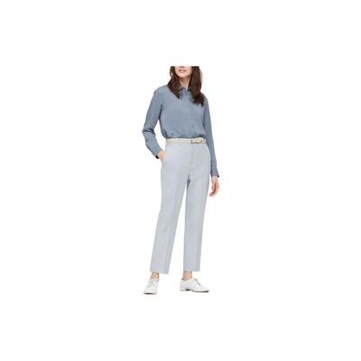 Solid Color Mid-Rise Straight Leg Casual Pants Women Bottoms Light-Blue 433255-60