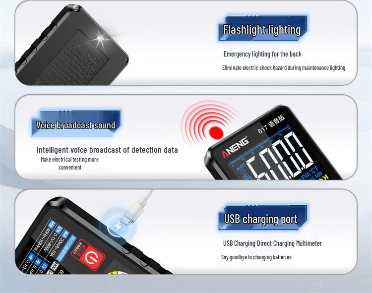 ANENG Smart Voice Multimeter with Touchscreen & Color Display for Electricians - Model 615/617