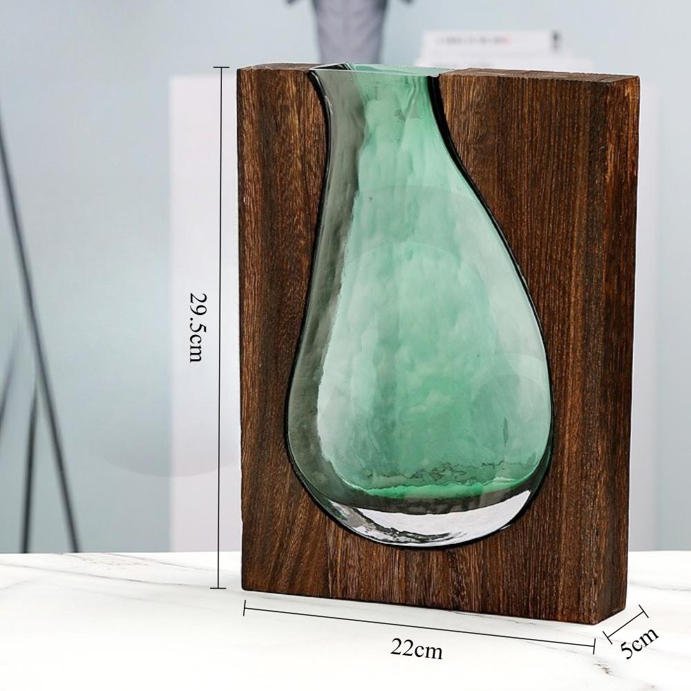 Creative Transparent Vase Nordic Style Wooden Glass Vase Decorate The Home Flower Vase Decorative Floral Arrangement Display