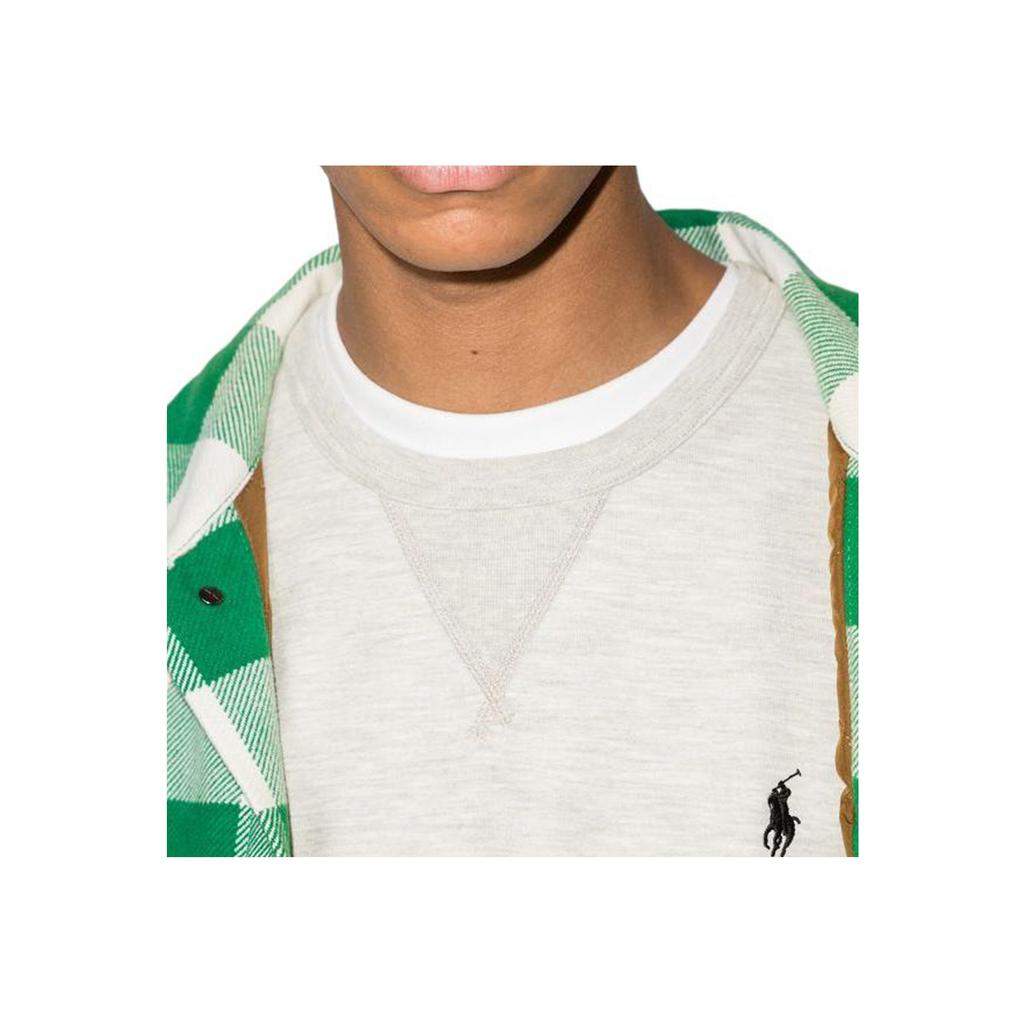 Polo Ralph Lauren Logo Embroidered Crewneck Sweatshirt Men Sweatshirt Gray White 710675313-020