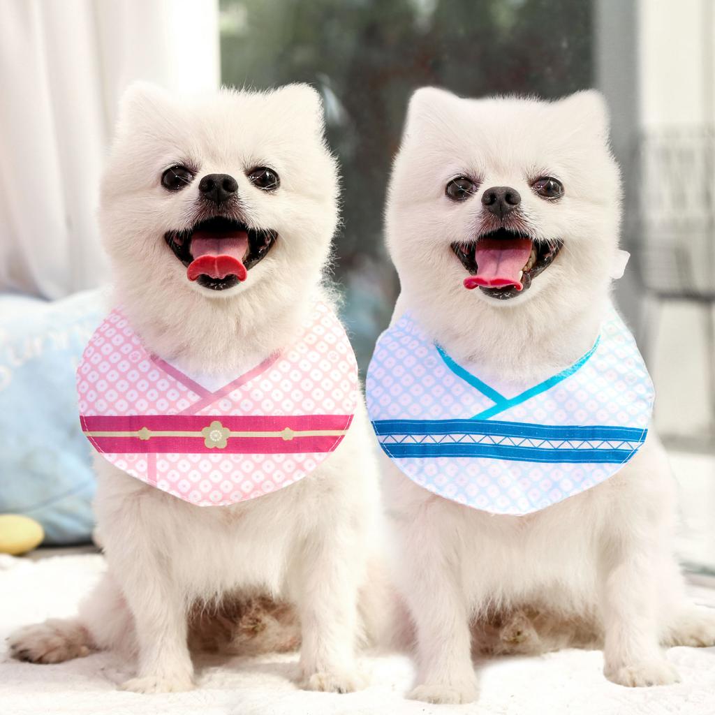 Dog Cat Saliva Towel Pink Blue Double-sided Printed Bichon Spring Summer Autumn Scarf Supplies Pet Clothes Decoration Supplies