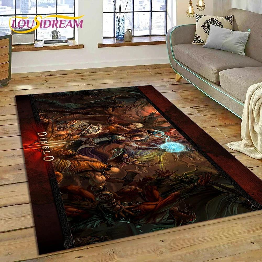 Alfombra de Juego Retro 3D de Diablo para Dormitorio, Sala de Estar, Decoración del Hogar, Sofá, Niños Jugando, Decoración Grande, Felpudo de Regalo
