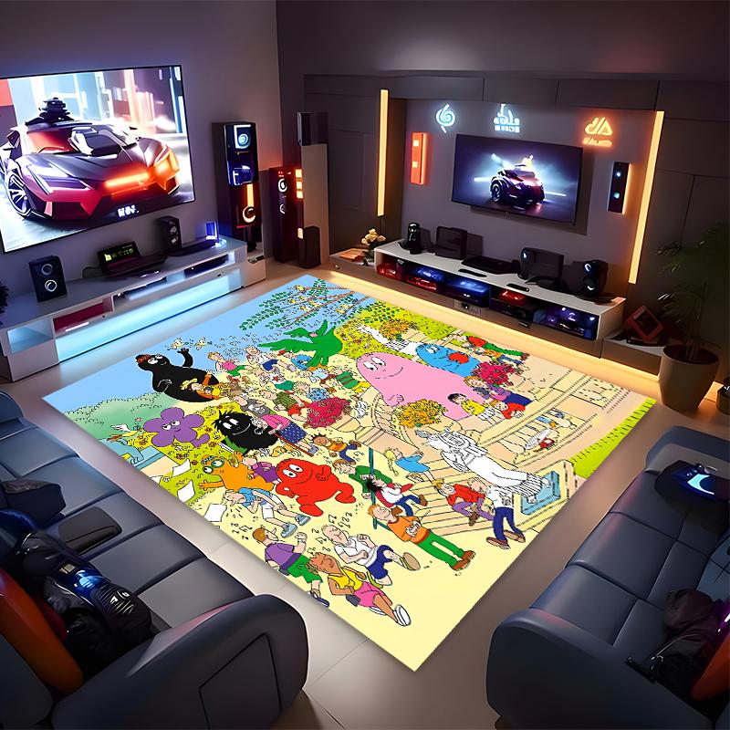 1pc Barbapapa1 Print Area Rug - Soft, Washable Non-Slip Indoor Mat for Office Chairs, Living Room, Home Office Decorative Rug
