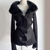 Y2K Neue Street Fashion Temperament Lässiger Strickpullover Herbst und Winter Pelzkragen Damen Ästhetisches High-End Schlankes Oberteil