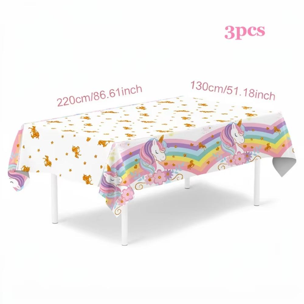 Rainbow Unicorn Tablecloth Disposable Table Cover Kids Girl Birthday Party Decorations Baby Shower Supplies Waterproof 130x220cm