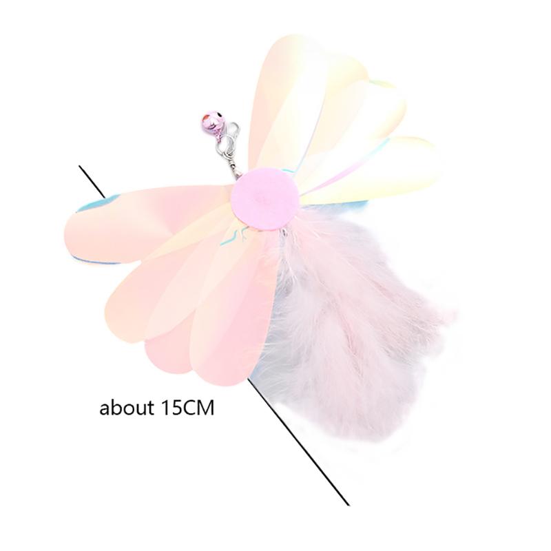 Cat Stick Feather Toys Indoor Cats Pet Toys Feather Replacement Head Cat Sequins Feather Teaser Cat Bell Balls Fuzzy Ball Toys