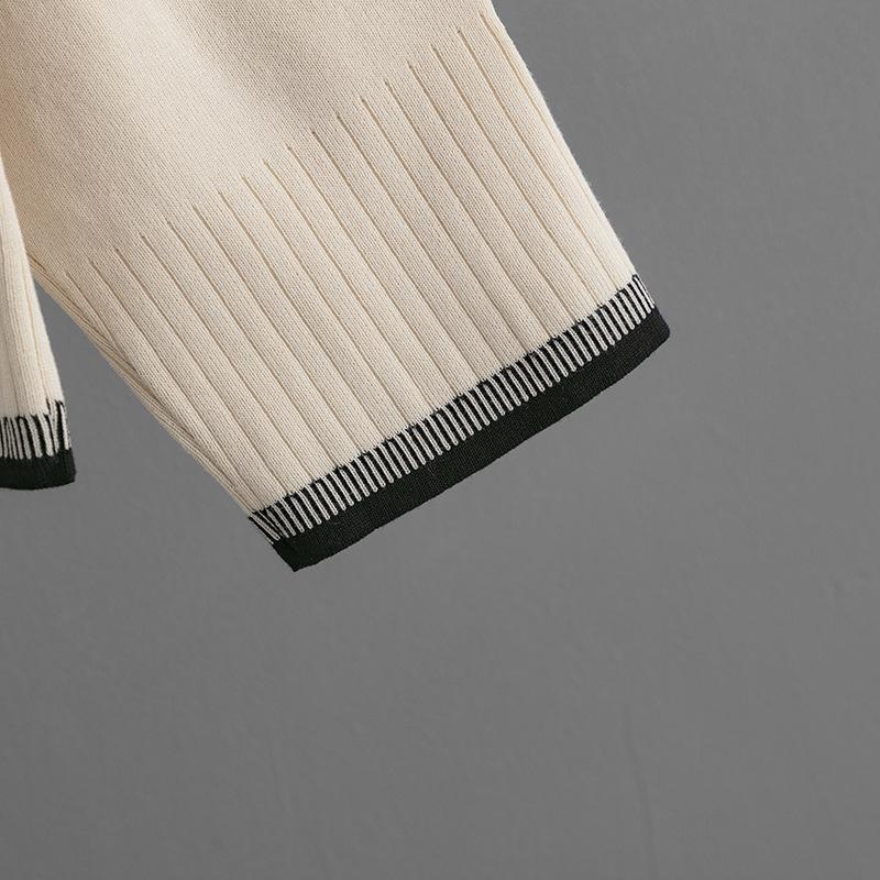 Høst Vinter Lazy Wind Løs O-hals Genser Dress Dame Ensfarget Langermet Strikk Bred Ben Bukser Kontrastfarge Todelt sett