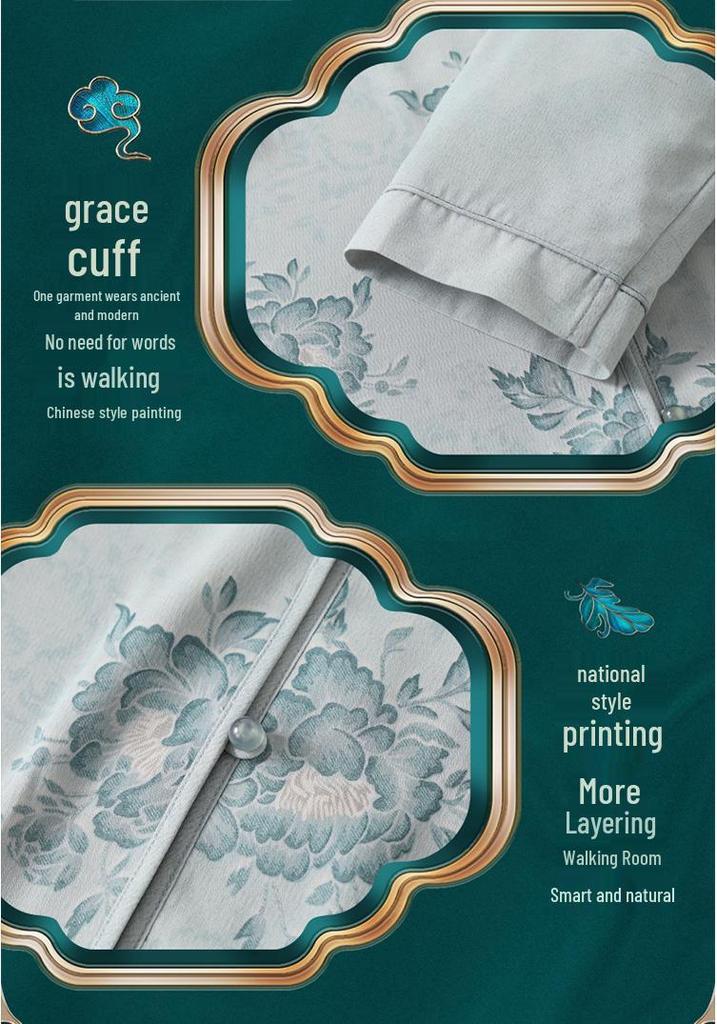 Chiffon Summer Shirt for Elderly Women: Chinese Style Round Neck Fashion.