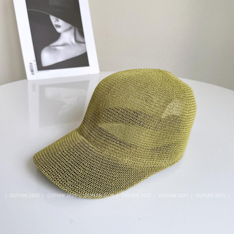 Korean Version Breathable Knitted Baseball Cap Women Summer Sun Protection Cap Solid Color Student Mesh Light Sun Hat