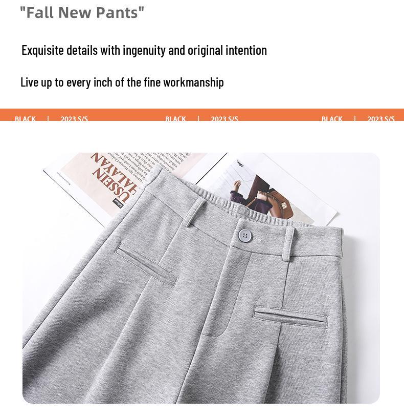 High Waist Petite Gray Wide-Leg Pants - Autumn/Winter 2025 Casual Slimming Trousers for Women
