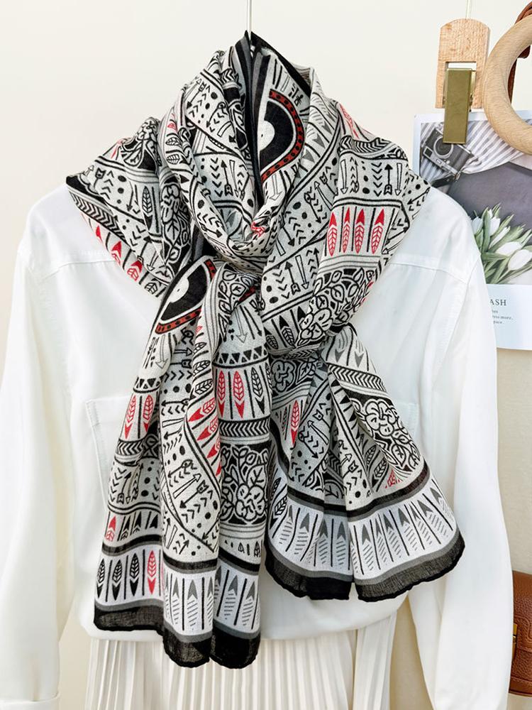 Elegant Women Silk Scarf Beach Wrap Shawl Retro Print Ladies Sunscreen Bandanas Hijab Mujer Boho Scarve Pareo Casual Fashion New