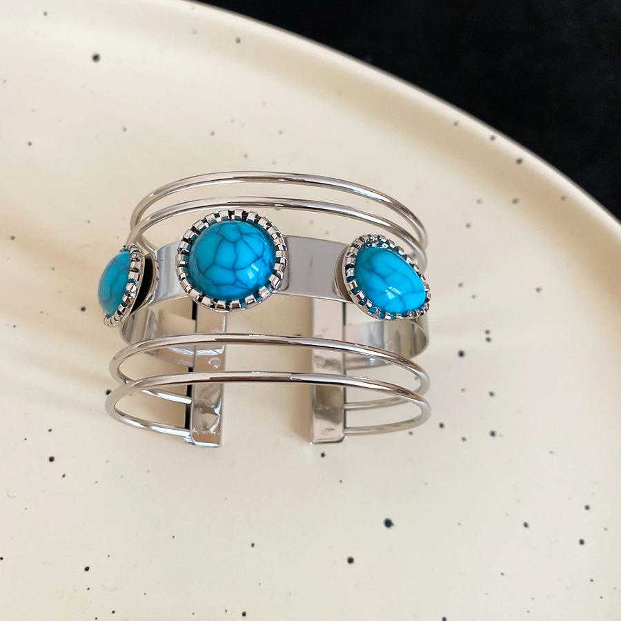 

European & American Metallic Geometric Multi-Layer Open Bracelet for Women
