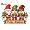 Decorative Christmas Gnome Craft Wooden Hanging Pendant, Cartoon Ornament, Merry Rustic Holiday Wall Decor Door Sign for Home Shop Party Decoration