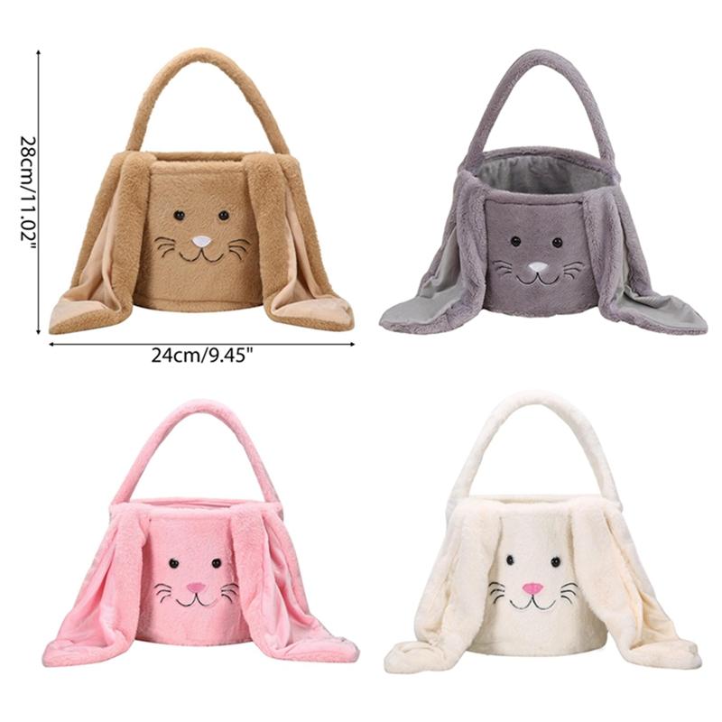 Cute Rabbit Style Velvet Easter Basket Easter Bunny Basket for Kids