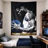 Wall Tapestry Giannis Antetokounmpo Abstract Black White Blue Basketball Art Close Up for Adult NBA Fan Decor