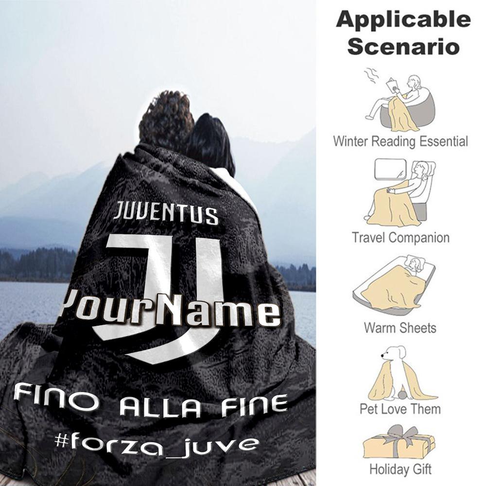 Juventus Customize Text Blanket Cozy Customizable Blanket Soft Warm Cozy Suitable for Bedding Office Nap Bed for All Occasions