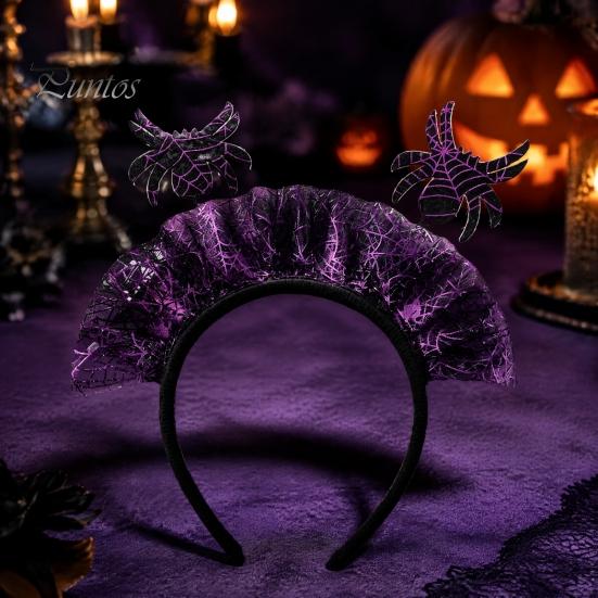Cosplay Party Accessories Halloween Spider Headband, Web Mesh Hair Accessory, Non Slip Headband Masquerade Costume Accessory for Men Women Wizard