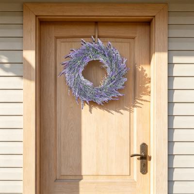 18 Inch Artificial Lavender Wreath for Front Door Summer Spring Purple Lavender Floral Wreath for Outdoor Indoor Wall Home Farmhouse Wedding Decor