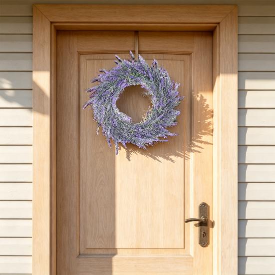 18 Inch Artificial Lavender Wreath for Front Door Summer Spring Purple Lavender Floral Wreath for Outdoor Indoor Wall Home Farmhouse Wedding Decor