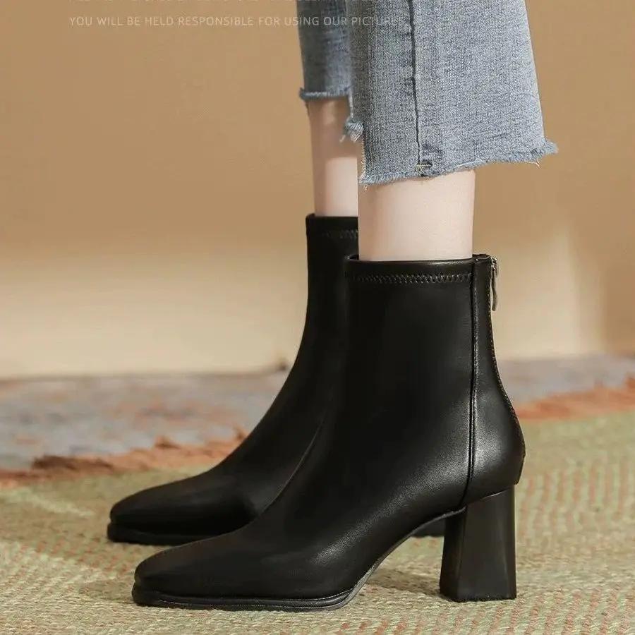 

Fashion Off-white Ankle Boots for Women Leather Heeled Boot New Rock On Offer Booties Designer Luxury Sale Promotion Woman Short Shoes 40