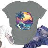 T-shirt casual da donna ampia stampata girocollo pullover manica corta top