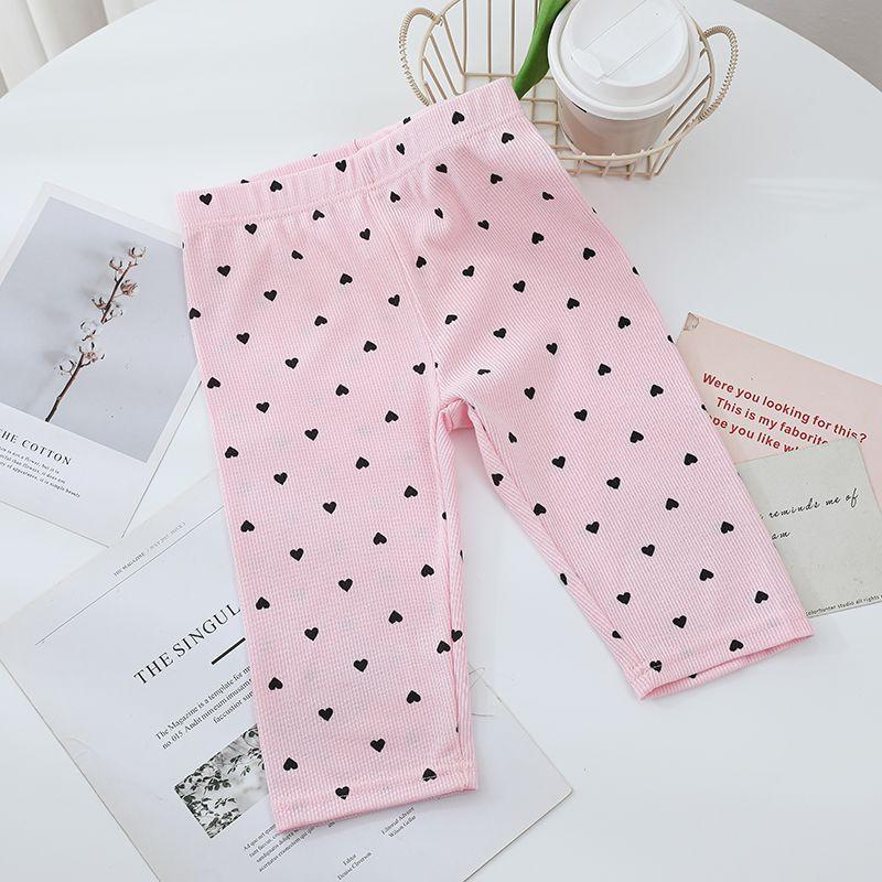 

Леггинсы для девочек на лето Тонкие эластичные брюки длиной пять четвертей, которые носят женщины весной Повседневные леггинсы 140