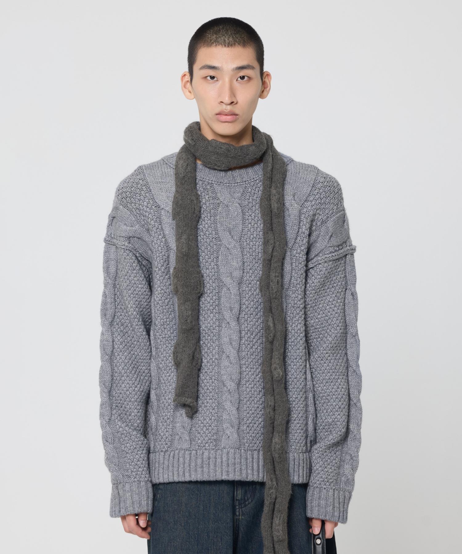 Bonbat Crop Cable Knit (Melange Grey) Grey/1