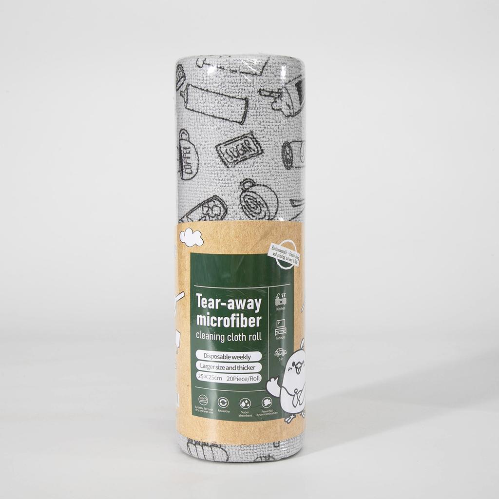 Ring green microfiber printed hand-torn rag multi-functional kitchen table washing cloth water-absorbing thickened lazy rag