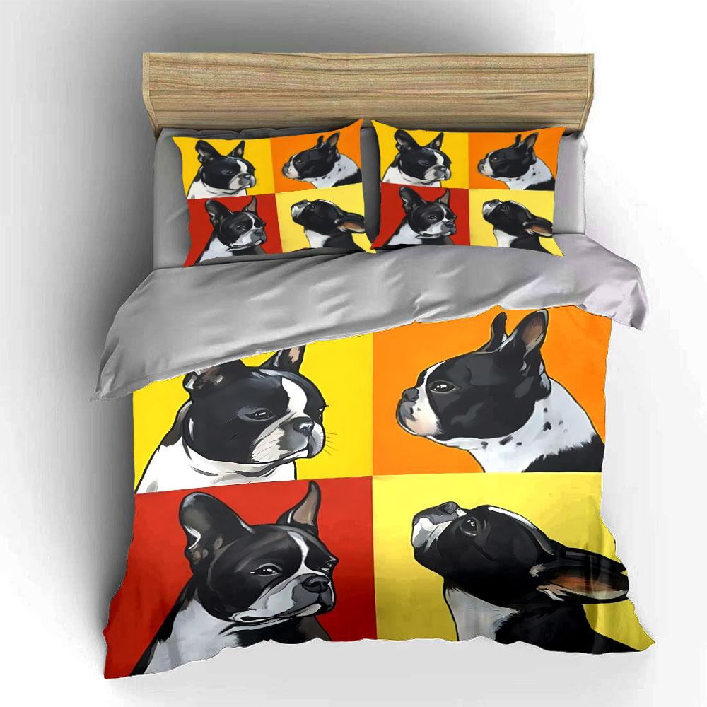 Colorful French Bulldog Art Bedding Duvet Cover Set Duvet Cover Pillowcases (1*Duvet Cover 2*Pillowcases, without duvet insert)