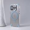 Alloy Camera Stand Holder for Magsafe Phone Case For iPhone 16 Pro Max 15 Pro 14 13 12 11 Airbag Anti-fall Clear Acrylic Cover