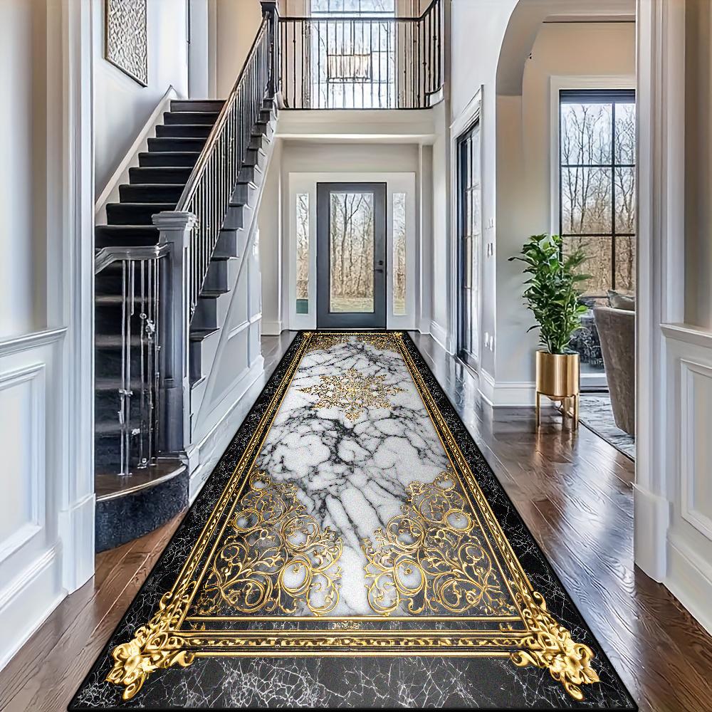 Nordic Luxurious Style Long Corridor Carpet Marble Decoration Runner Hallway Home Aisle Floor Mats Living Room Entryway Area Rug