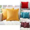 Luxurious 45x45cm Pom-poms Cushion Cover In Soft Velvet For Elegant Home Dcor