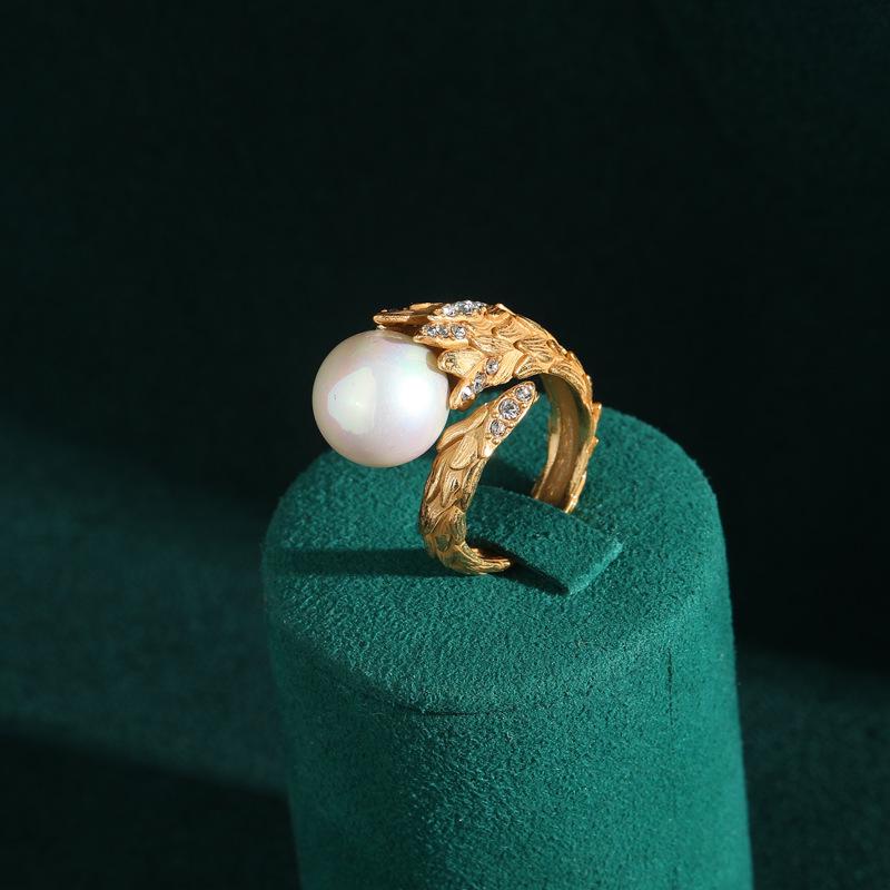 Yong Nuo Vintage Gold-Plated Adjustable Ring - Luxury Copper Retro Jewelry