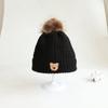 Cute Bear Embroidery Infant Knitted Hats Warm Thicken Baby Beanie Scarf  Boys Girls