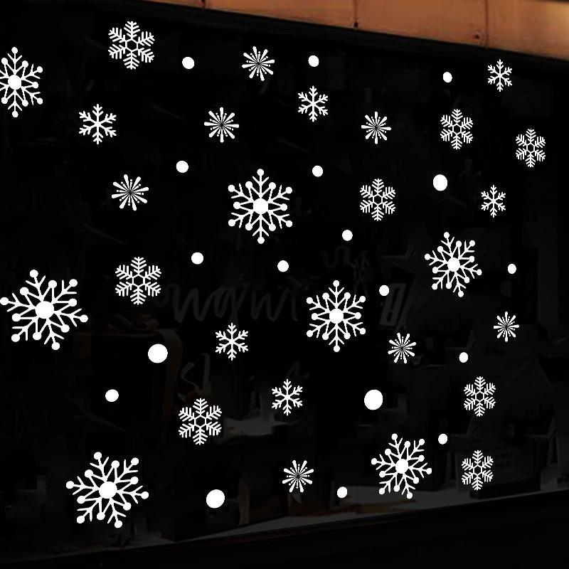 Christmas Wall Sticker Double Sided Glass Ball Hanging Decoration Removable for Door Window Cabinet Living Room Background