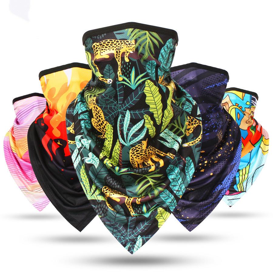 Summer UV Protection Cycling Triangle Face Mask Neck Gaiter Cover Scarf Paisley Ice Silk Mesh Bandanas