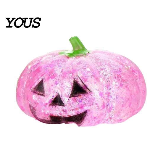 Kürbis Stressball Halloween Entspannungsspielzeug, Gruseliger Kopf Knet-Reliever Klar Glitzer Zuckerball, Partygeschenke Tragbar
