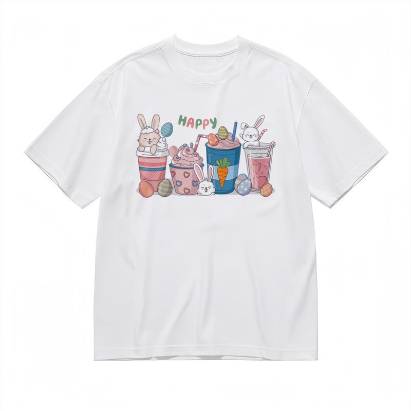 

Men s Comfy Soft Classic T-Shirt Rabbit Drinking Mug Cartoon Print Tee S