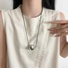 Classic Simple Metal Geometric Big Ball Pendant Necklace Women's Long Personality Design Sweater Long Chain Jewelry Accessories