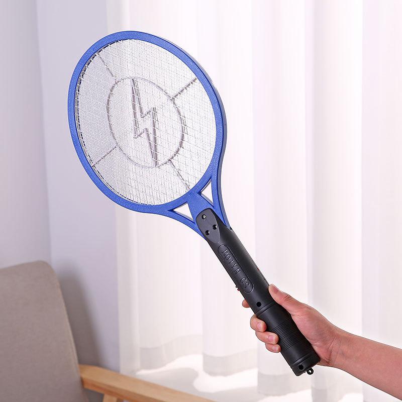 Rechargeable Electric Mosquito Swatter with Large Mesh and Flat Plug - Portable Lightning Type Insect Repellent.