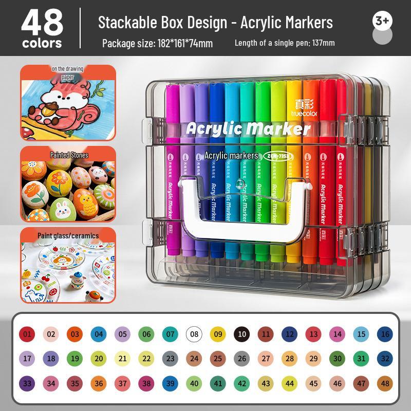 Acrylic Markers for Kids: Opaque Watercolor Pens, Stackable, Soft-Tip for Art Projects